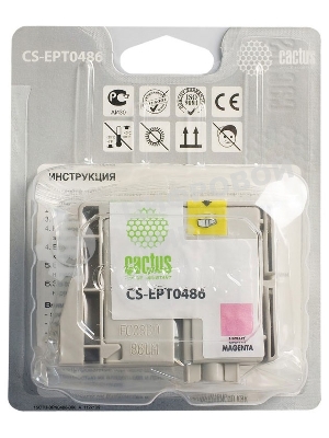 Картридж струйный Cactus CS-EPT0486 светло-пурпурный (14,4 мл) для Epson Stylus Photo R200/R220/R300/R320/R340/RX500/RX600/RX620/RX640