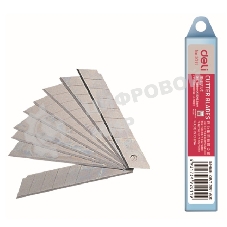 Лезвия для канцелярского ножа Deli E2011, ширина лезвия 18 мм, сталь (упаковка: 10шт) пластиковая коробка