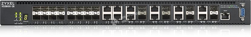Коммутатор Zyxel XS3800-28 L2+ switch, 4xRJ-45: 1/2.5/5/10G, 8xCombo (SFP: 1/10G, RJ-45: 1/2.5/5/10G), 16xSFP +