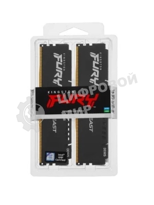 Оперативная память Kingston Fury Beast, DDR5, 32GB (2x16GB), 5200MHz, CL40, DIMM, радиатор, черный
