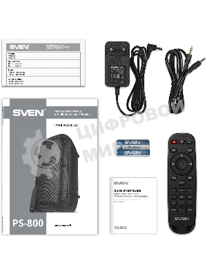 Колонка портативная SVEN PS-800 черный 100W 2.0 BT 10м 4400mAh