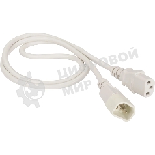 Шнур питания Lanmaster C13-C14, 3х0.75, 220В, 10А, белый, 1 метр