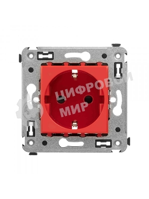 Розетка DKC Avanti 4401003 2P+E со шторками, красный квадрат