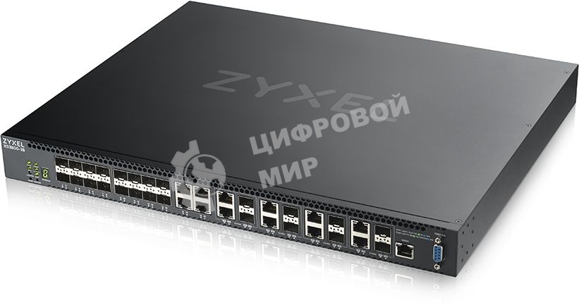 Коммутатор Zyxel XS3800-28 L2+ switch, 4xRJ-45: 1/2.5/5/10G, 8xCombo (SFP: 1/10G, RJ-45: 1/2.5/5/10G), 16xSFP +