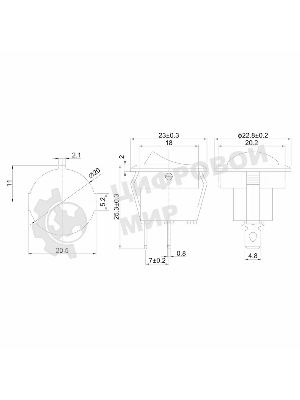 Выключатель клавишный Rexant круглый 250V 6А (2с) ON-OFF красный