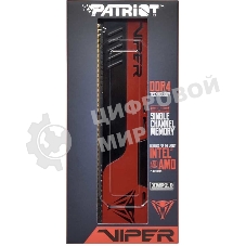 Оперативная память Patriot Viper Elite II, DDR4, 8GB (1x8 GB), 2666 MHz, CL16, DIMM, радиатор, красный