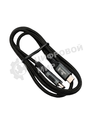 Кабель USB2.0 Cablexpert ССP-USB2.0-240W-1M Type-C/Type-C, 5А, 240Вт, PD3.1/QC4.0, медь, алюминиевые коннекторы, оплетка, 1м, черный, пакет