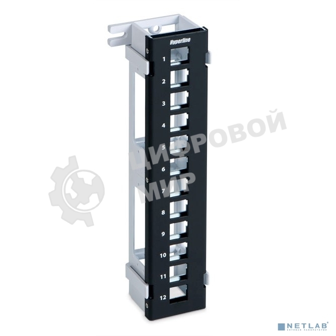 Модульная настенная патч-панель на 12 портов Hyperline PPWBL-12 для модулей Keystone Jack, с подставкой