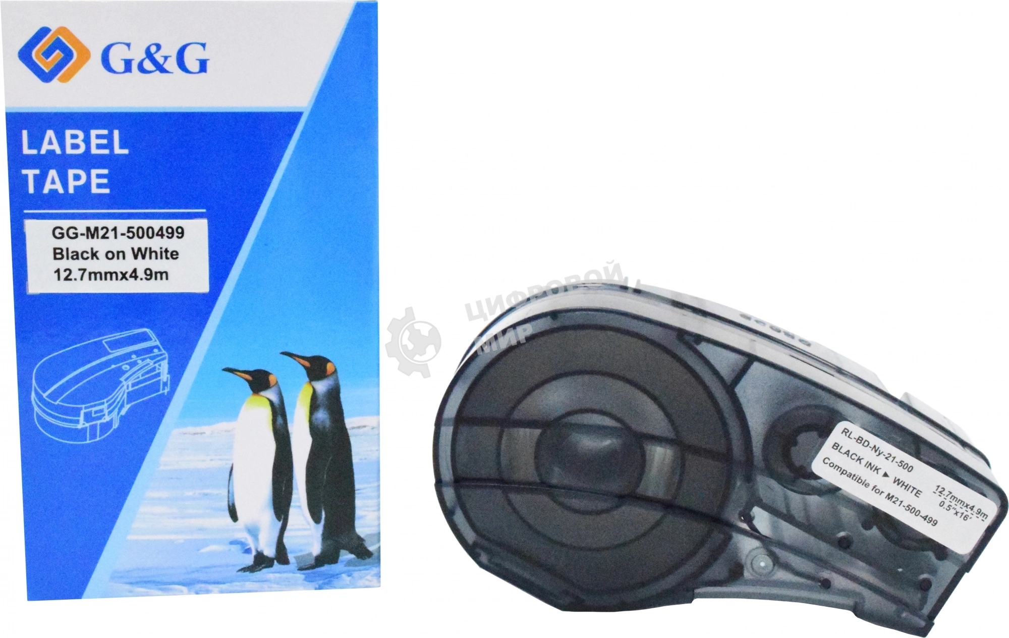 Картридж ленточный G&G GG-M21-500499 черный на белом 12.7x4.9 для Brady BMP21-PLUS, BMP21-LAB