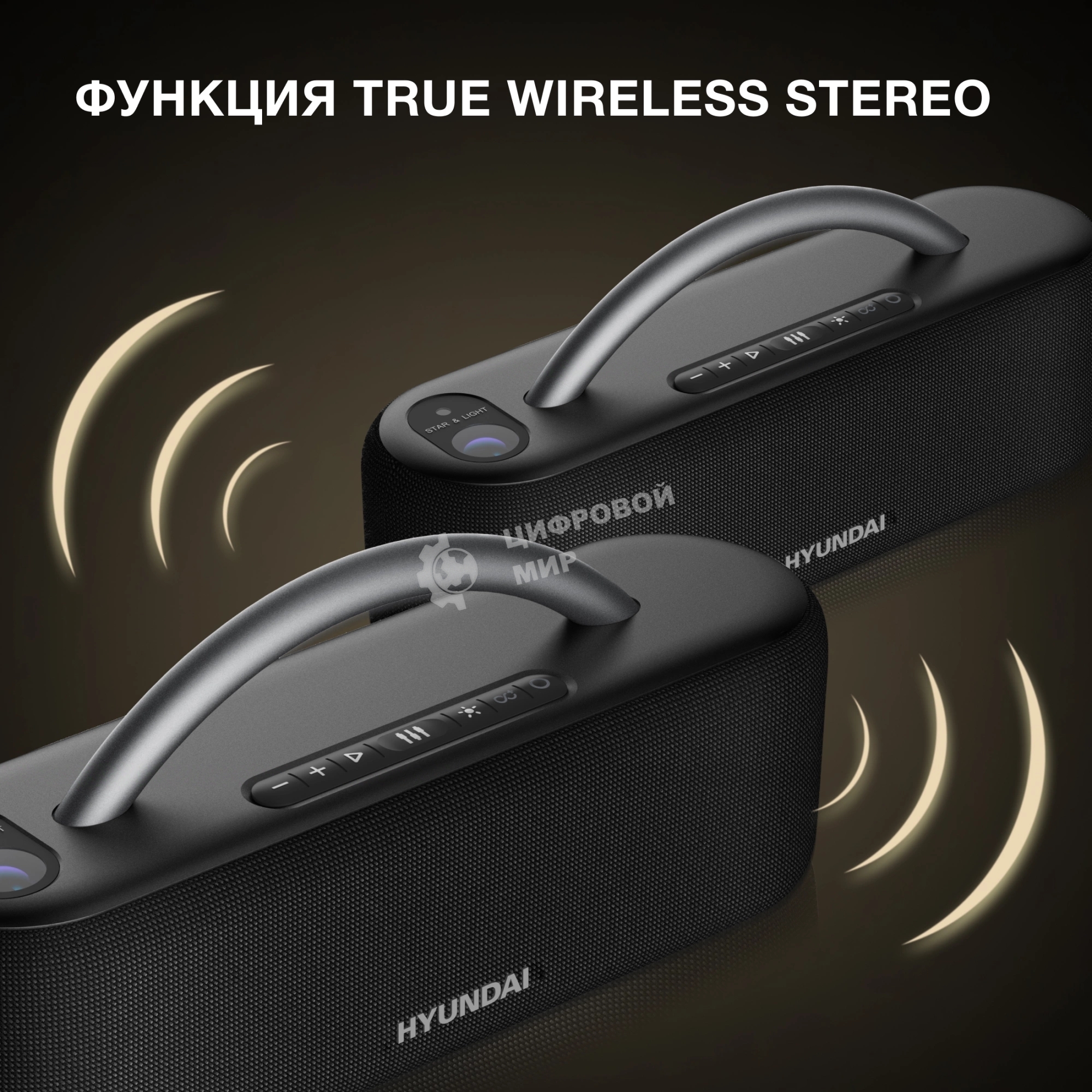 Колонка портатитвная Hyundai H-PS1028 черный 60W 2.0 BT 10м 4400mAh