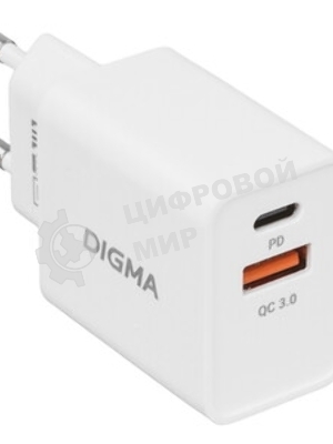 Сетевое зарядное устройство Digma DGW2C 3A PD белый