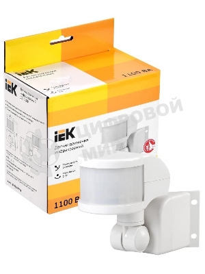 Датчик движения IEK LDD10-018B-1100-001 ДД 018В белый, макс. нагрузка 1100Вт, угол обзора 270град., дальность 12м, IP44