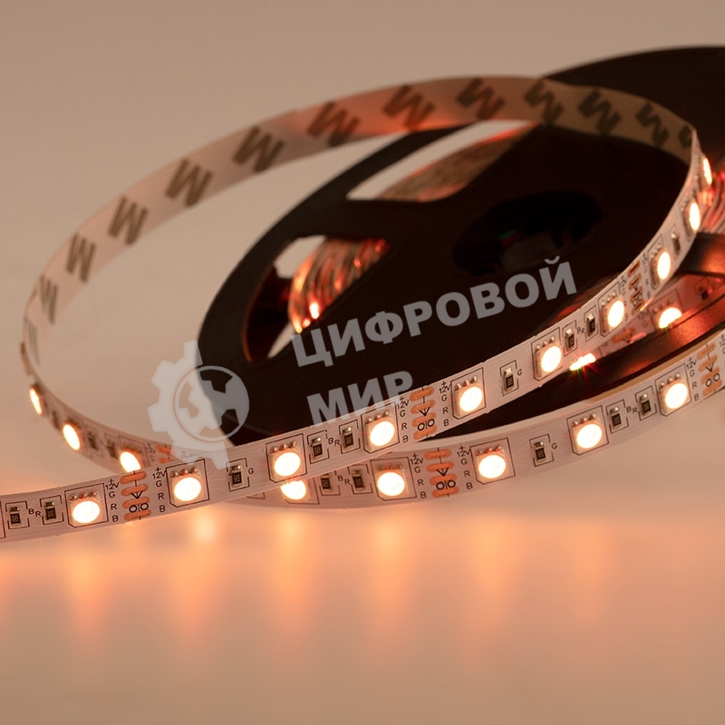 Лента светодиодная открытая, 10 мм, IP23, SMD 5050, 60 LED/m, 12 V, цвет свечения RGb