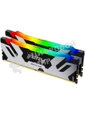 Оперативная память Kingston Fury Renegade, DDR5, 32GB (2x16GB), 6400MHz, CL32, DIMM, с радиатором, RGB, серебристый/черный