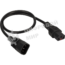 Шнур питания Lanmaster с блокировкой C13-C14, 3х0.75, 220В, 10А, черный, 3 метра