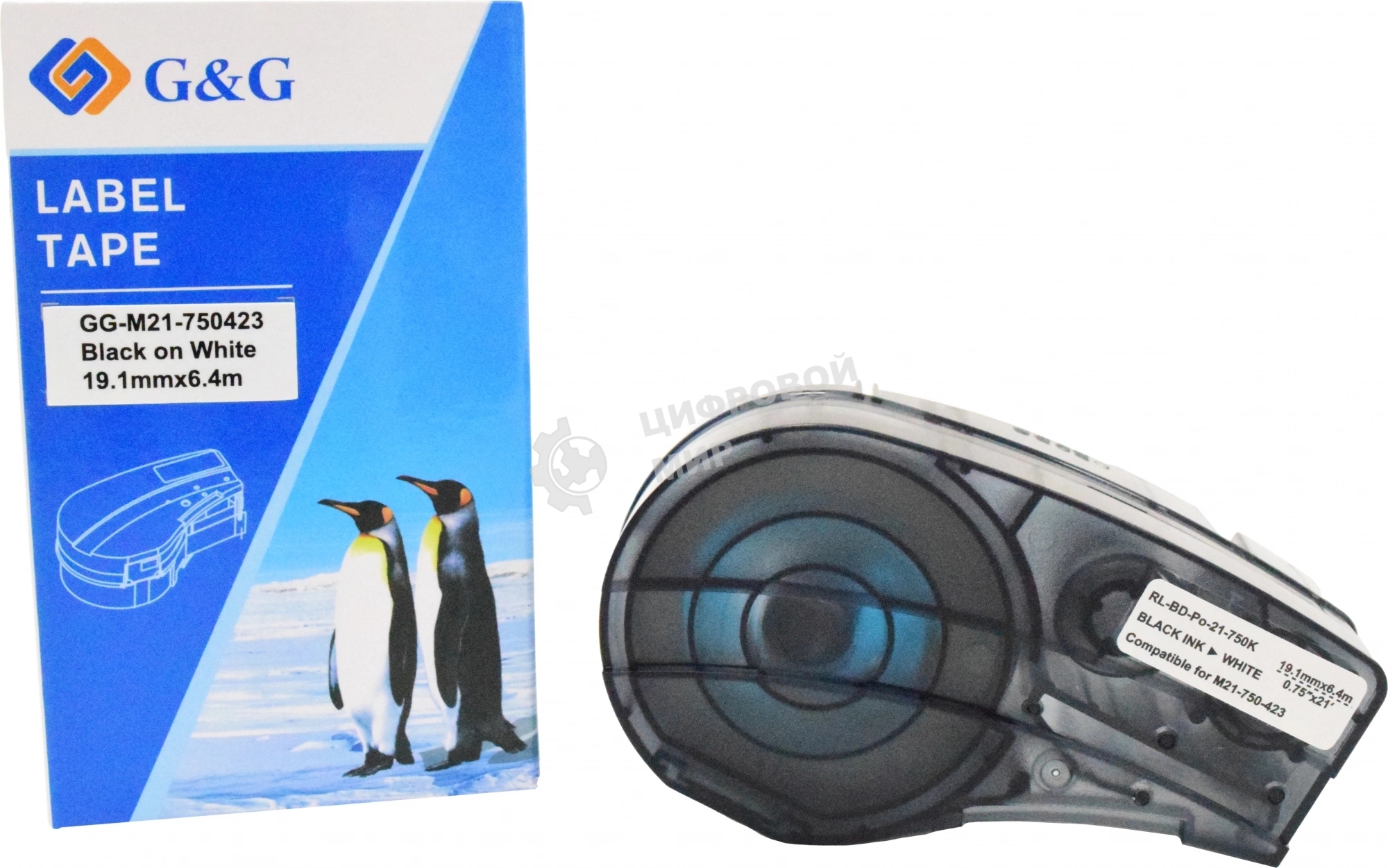 Картридж ленточный G&G GG-M21-750423 черный на белом 19.1x6.4 для Brady BMP21-PLUS, BMP21-LAB