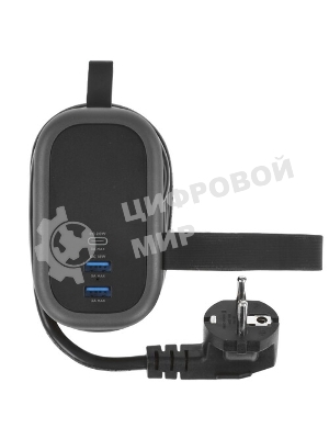 Удлинитель Cablexpert Exnovo mini, EXN-1-CU2-B-1.13, 1р, 16А, 1xType-C PD, 20 Вт, 2хUSB QC, 18Вт, 1.13м, ур.защиты 1+, черный, коробка