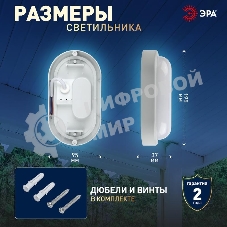 Светильник ЖКХ светодиодный ЭРА SPB-202-0-65K-012 IP65 12Вт 1140Лм 6500К 200x98 ОВАЛ