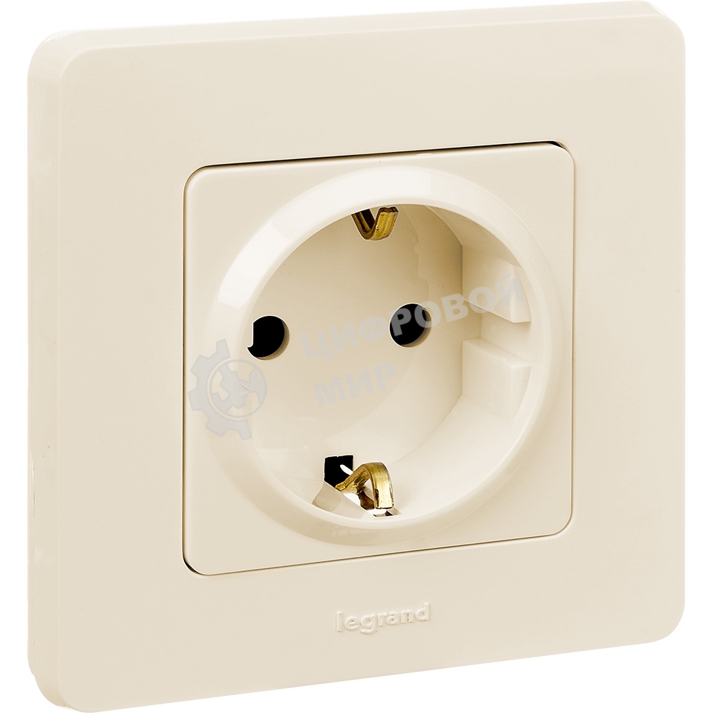 Розетка 2К+З немецкий стандарт 16А 250 В слоновая кость