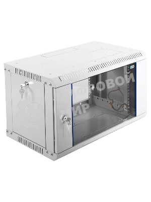 Шкаф телеком. настенный разборный 6U (600х350) дверь стекло, цвет черный (ШРН-Э-6.350-9005) (1 коробка)