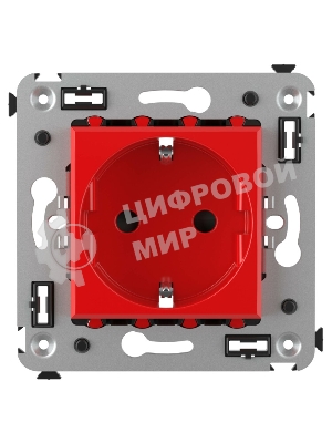 Розетка DKC Avanti 4401003 2P+E со шторками, красный квадрат