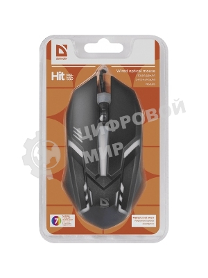 Мышь проводная Defender Hit MB-550 черный, 1600 dpi, USB, кнопки - 4