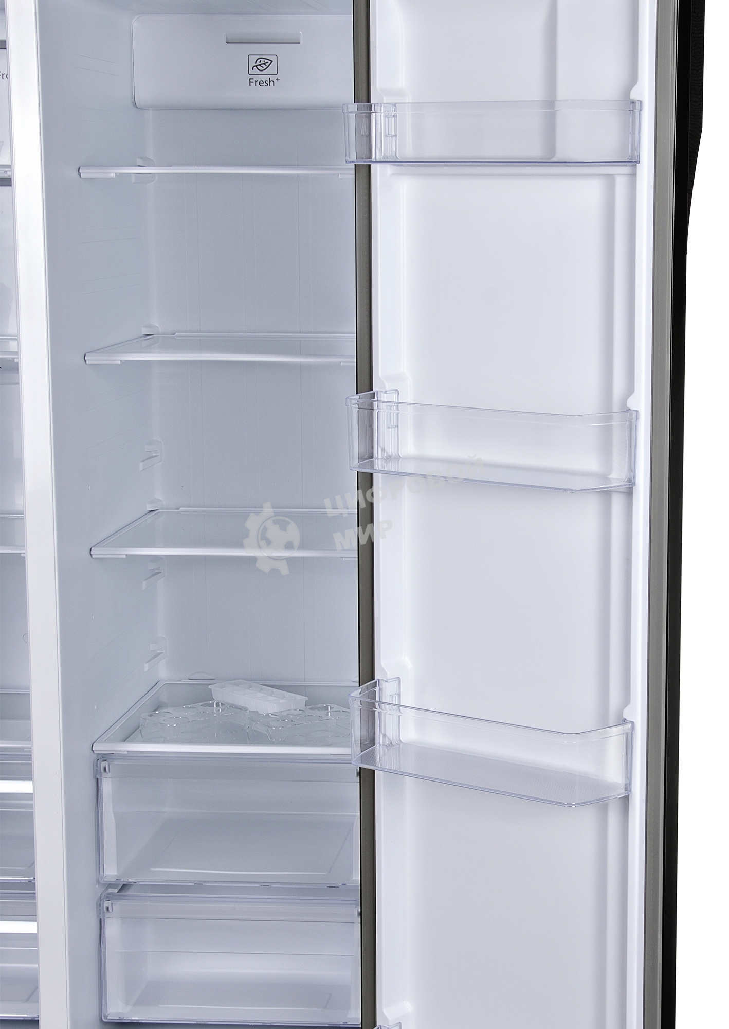 Холодильник Hyundai CS6503FV черное стекло двухкамерный инвертер 407/205л морозилка сбоку