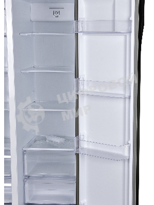 Холодильник Hyundai CS6503FV черное стекло двухкамерный 407/205л морозилка сбоку, No Frost, Side by Side