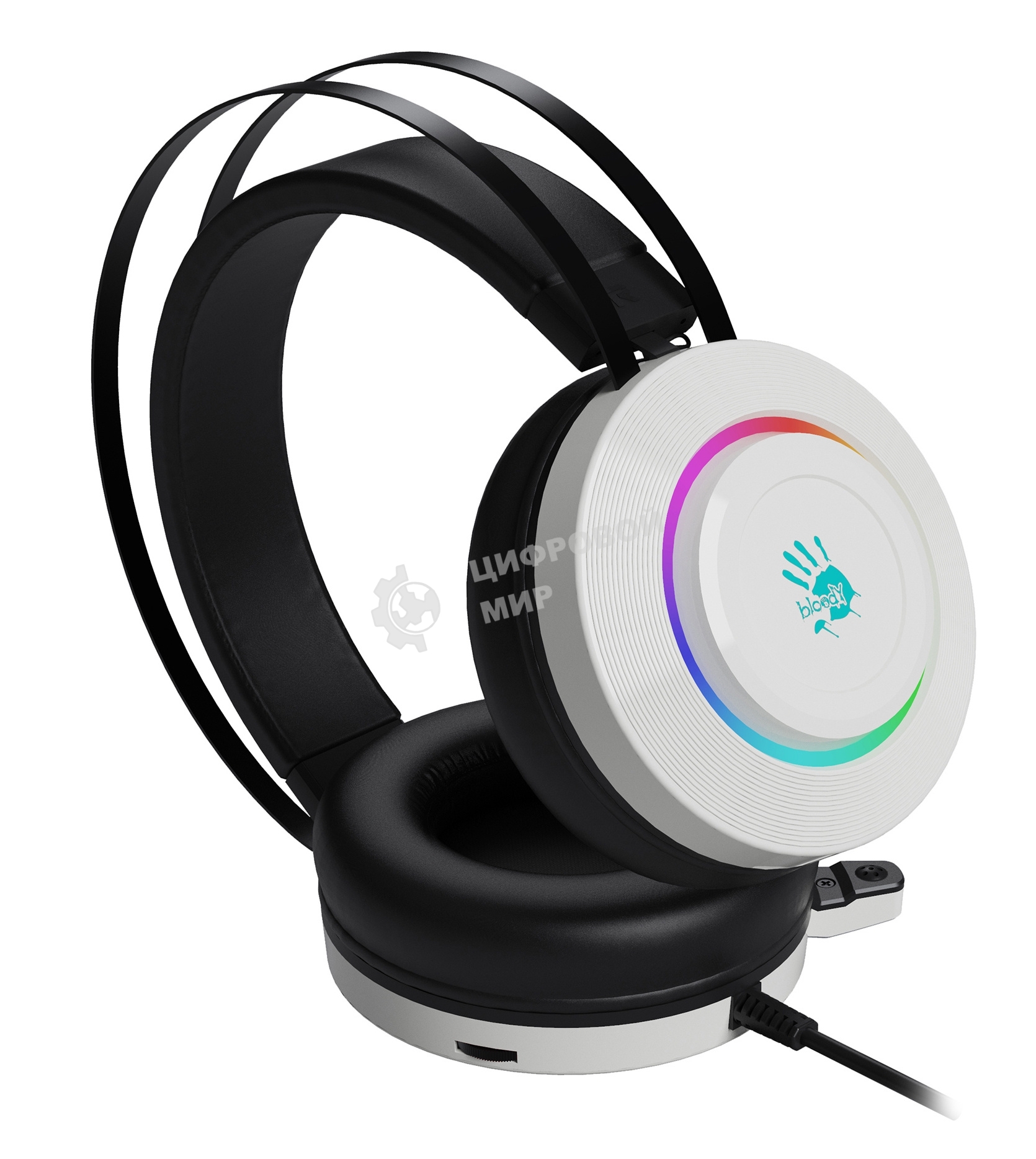 Гарнитура проводная с микрофоном A4Tech Bloody G521 белый 2.3м мониторные оголовье (G521 (WHITE))