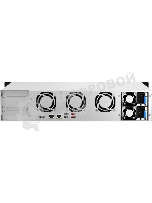 Сетевое хранилище SMB QNAP TS-873AeU-RP-4G NAS 8 HDD trays, 2x 2.5 GbE. 64-bit 4-core AMD V1500B 2,2 GHz, 4 Gb. RAM (1*4 Gb) up to 32Gb (2*16 Gb), 2 x M2 2280 (PCIe Gen3 x 1), 2xPSU W/o rail kit RAIL-B02