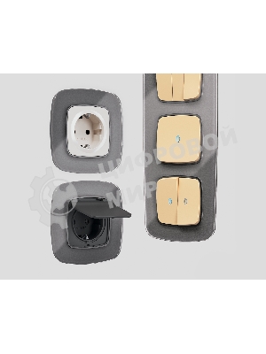Рамка OMEGA Radian (Антрацит серый Стекло органическое) 3-ая OF320653