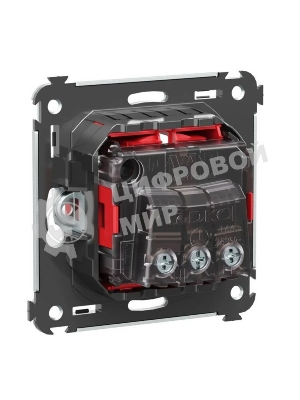 Розетка DKC Avanti 4401003 2P+E со шторками, красный квадрат