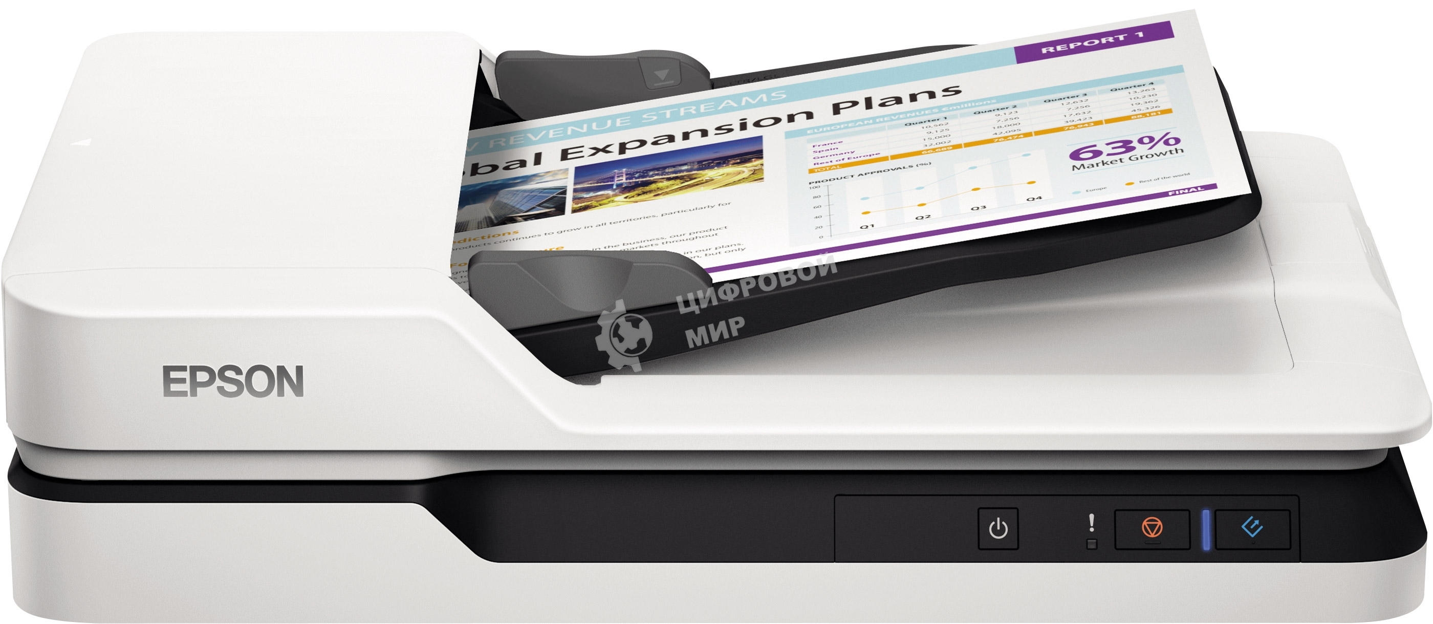 Сканер Epson WorkForce DS-1630 (B11B239401) планшетный, A4, CIS, 600x600 dpi, двусторонный автоподатчик, USB 3.0