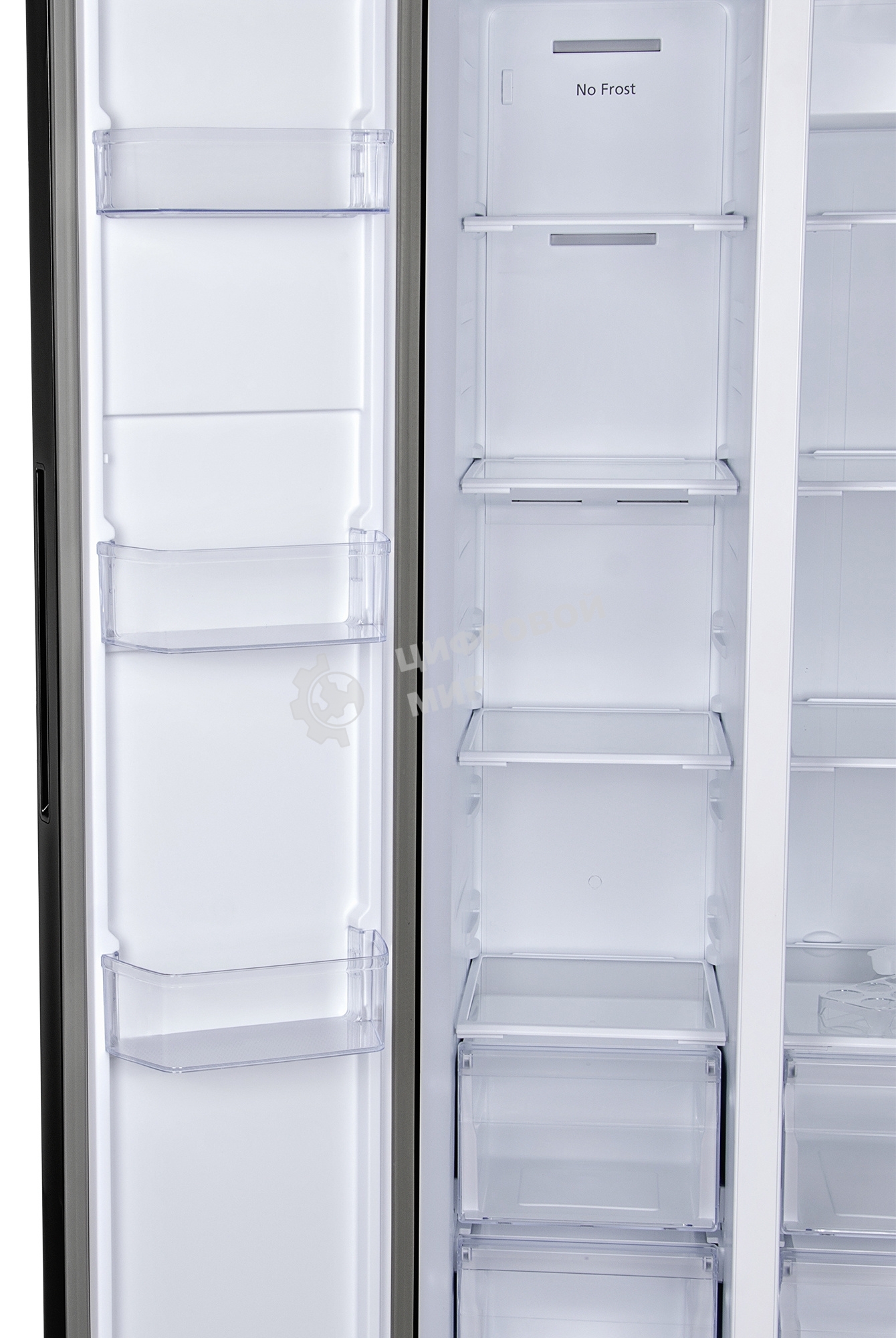 Холодильник Hyundai CS6503FV черное стекло двухкамерный инвертер 407/205л морозилка сбоку