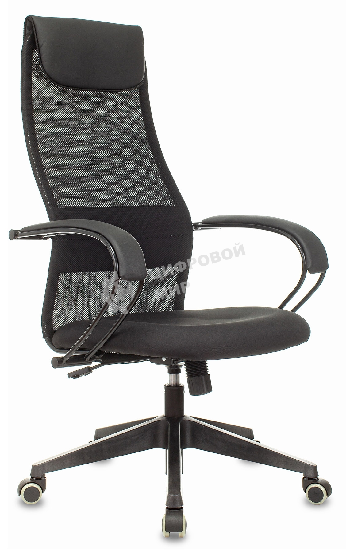 Кресло руководителя Бюрократ CH-607 TW-01 черный, сетка/ткань с подголов. крестовина пластик