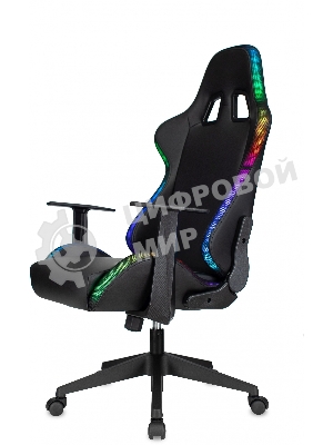 Кресло ZOMBIE GAME RGB черный, экокожа, 120 кг, подголовник, механизм качания