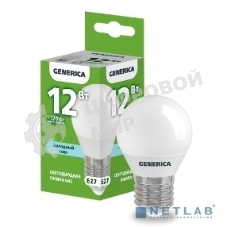 Лампа светодиодная G45 шар 12Вт 230В 6500К E27 GENERICA