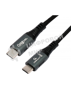 Кабель USB2.0 Cablexpert ССP-USB2.0-240W-2M Type-C/Type-C, 5А, 240Вт, PD3.1/QC4.0, медь, алюминиевые коннекторы, оплетка, 2м, черный, пакет