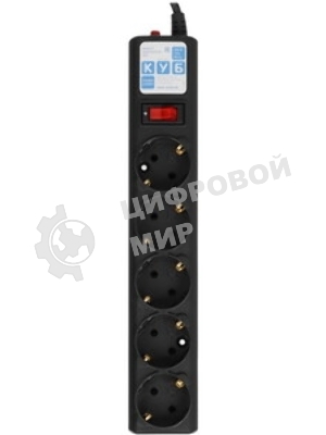 Сетевой фильтр Power Cube SPG5-В1 PC 0,5 м, 5 р, черный 10А, UPS(C14), SPG5-В1