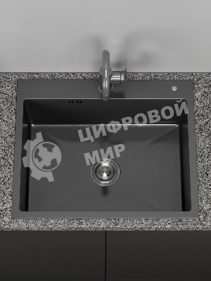Мойка кухонная из нержавеющей стали BAUEDGE SOUL KT6050B NANO BLACK, сифон EASY CLEAN в комплекте