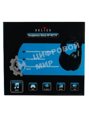 Проводные наушники Oklick HP-M211V черный, полноразмерные, Jack 3.5 мм