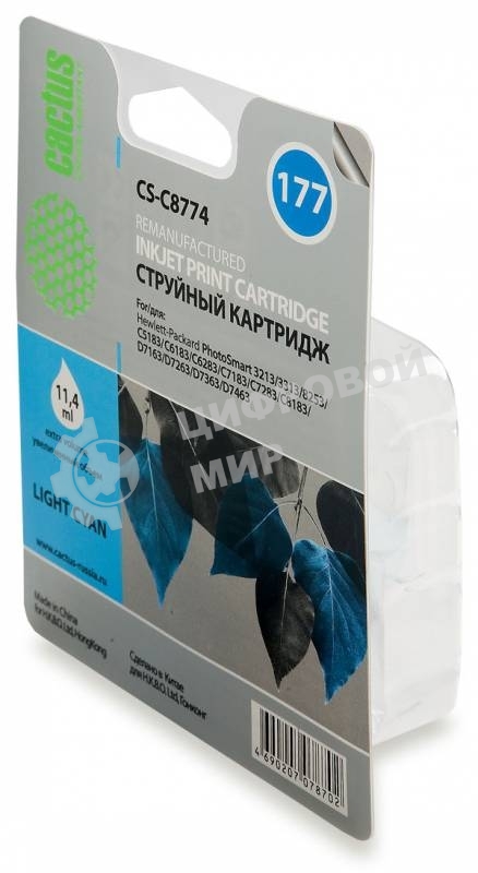 Картридж струйный Cactus CS-C8774 светло-голубой для №177 HP PhotoSmart 3213/3313/8253/C5183/C6183 (