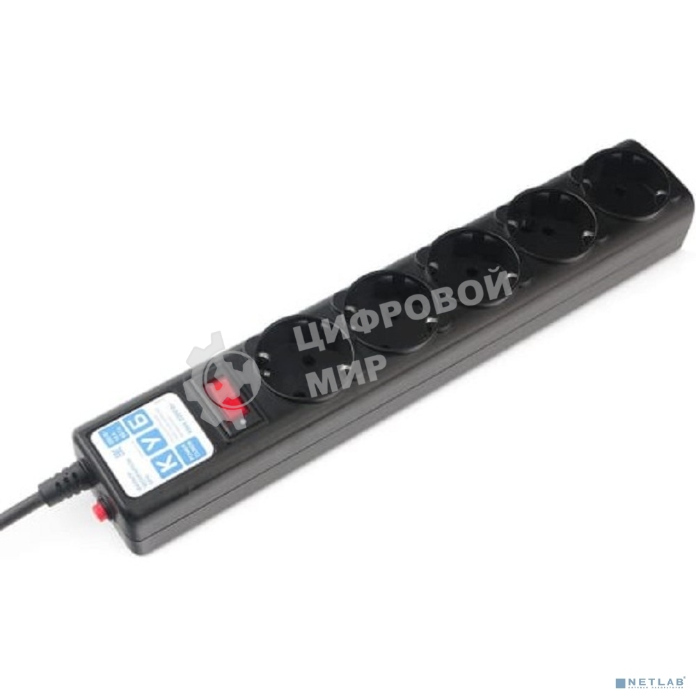 Сетевой фильтр Powercube SPG5-10M 10 м, 5 розеток, черный, коробка