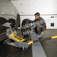 Домкрат гидравлический подкатной Denzel 3,8 т, 110-580 мм, быстрый подъем, низкий подхват, проф.