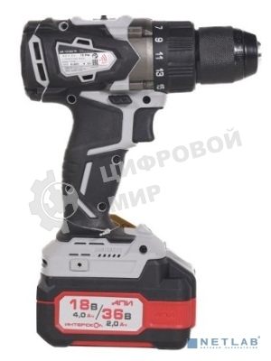Дрель-шуруповерт аккумуляторная бесщеточная ИНТЕРСКОЛ ДА-13/36В 70 Li-ion АПИ [814.2.2.70] кейс, 2 аккум. 2,0А·ч, ЗУ