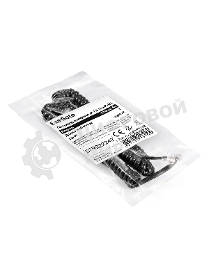 Патч-корд телефонный ExeGate TC4P4C-4M (шнур для телефонной трубки, витой, RJ-10 (4P-4C), 4м, черный)