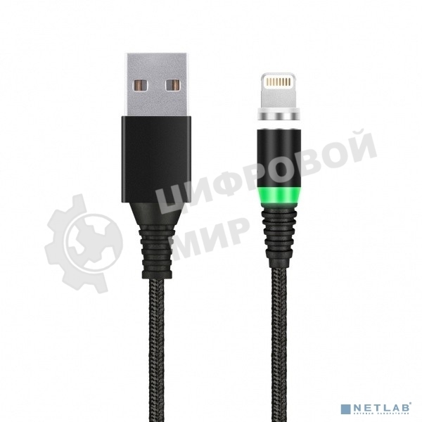 Кабель зарядки с магнитным отсоед. наконечн. 8-pin для Apple, длина 1м, до 2 А, черный (iK-510mt-2)