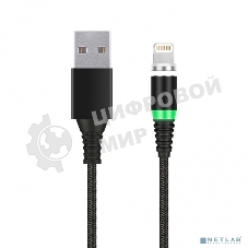 Кабель зарядки с магнитным отсоед. наконечн. 8-pin для Apple, длина 1м, до 2 А, черный (iK-510mt-2)