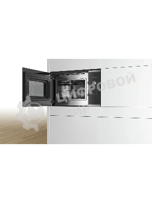 Встраиваемая микроволновая печь Bosch BEL554MS0 нержавеющая сталь/черный, 25 л, 900 Вт, переключатели - сенсор, поворотный механизм