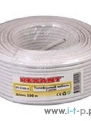 Телефонный кабель Rexant ШТЛП 4 жилы Cu, белый, 100 м
